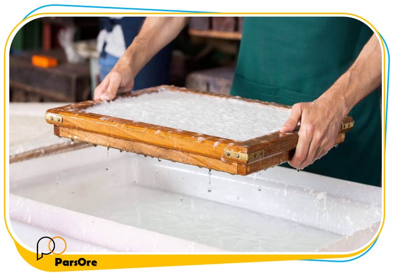 ساخت کاغذسنگی از سنگ صابونی و کائولن 12 ساخت کاغذ سنگ صابونی و کائولن کاغذ سازی سنتی