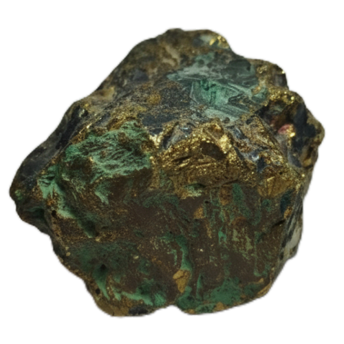 قیمت خرید سنگ کلکسیونی طلایی و فیروزه ای ترکیب مس و پیریت طلای احمق ها