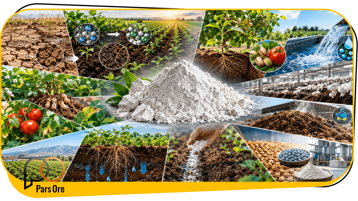 کاربردهای عملیاتی و اثبات_شده گچ خام در کشاورزی و باغبانی